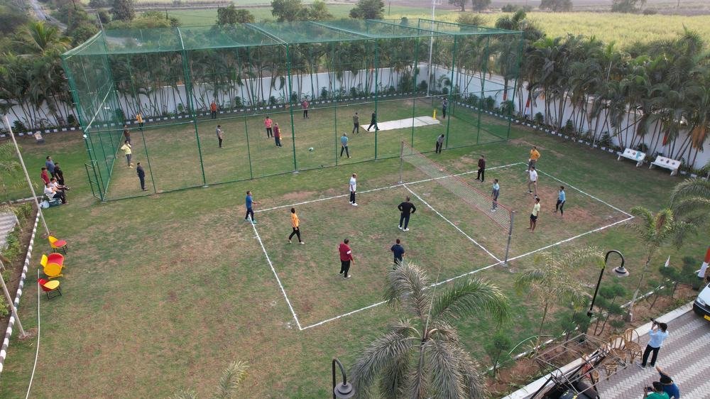Cricket and volleyball court